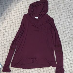 maroon long sleeve with a hood